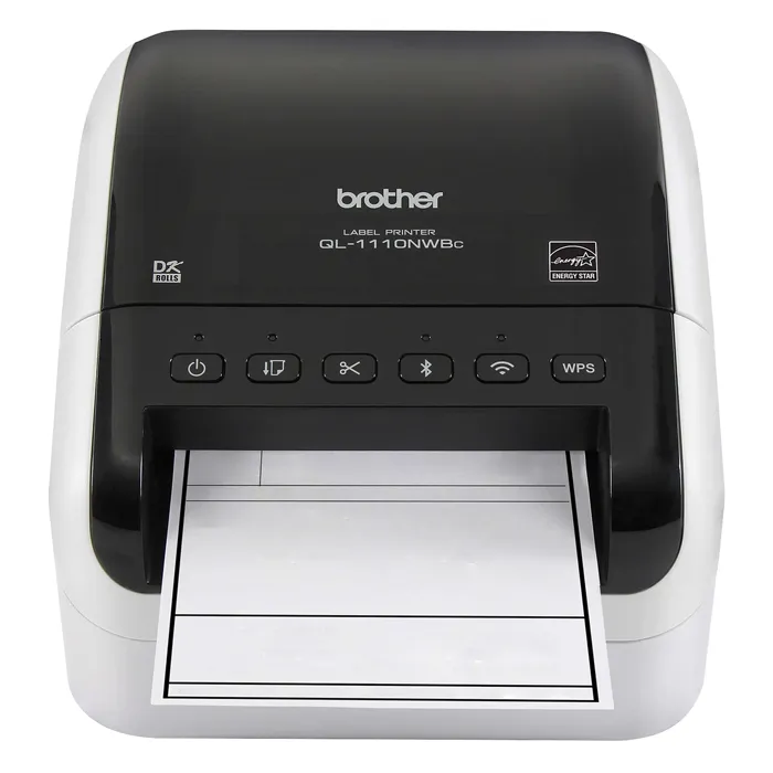 Brother QL-1110NWBC | Monochrome Label Print Desktop Direct Thermal Printer White Glossy Black Refurbished - Brother refurbished available on Gotodirect