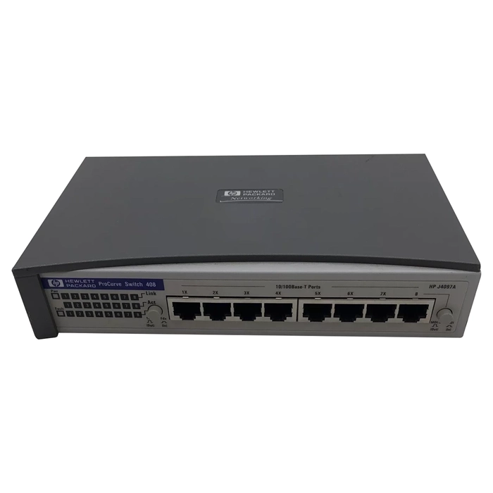 HP J4097-61601 | ProCurve 408 8 x RJ-45 Ports 10/100Base-TX Layer 2 Unmanaged Rack-mountable Fast Ethernet Network Switch Refurbished - Hewlett-Packard (ou HP en abrégé) refurbished available on Gotodirect