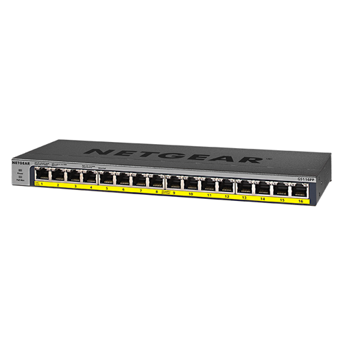 Netgear GS116PP-100NAS | Prosafe GS116PP 16 x RJ-45 Ports PoE+ 10/100/1000Base-T Layer 2 Unmanaged Gigabit Ethernet Network Switch Refurbished - Netgear refurbished available on Gotodirect