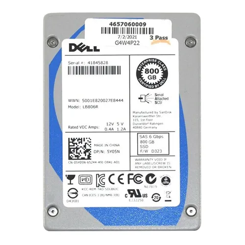 Dell 5Y05N | 800GB Multi-Level Cell SAS 6Gb/s Hot-Pluggable 2.5-Inch Solid State Drive for PowerVault Servers Refurbished - Dell refurbished available on Gotodirect