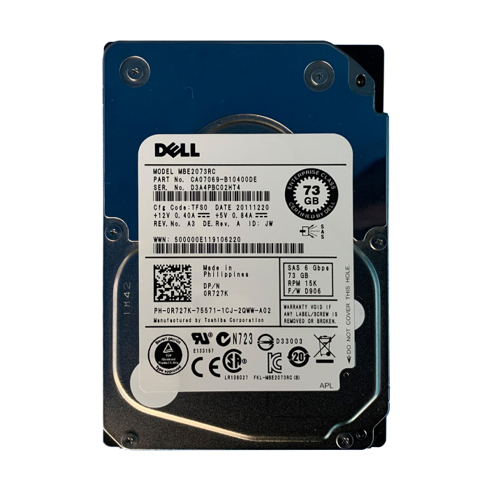 Dell 0R727K | 73GB 15000RPM SAS 6Gb/s Hot-Pluggable 16MB Cache 2.5-Inch Hard Drive for PowerEdge Server Refurbished - Dell refurbished available on Gotodirect