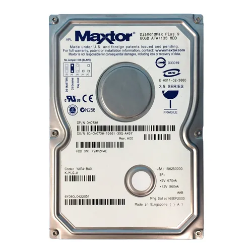 Dell 0N0738 | 80GB 7200RPM ATA-133 2MB Cache 3.5-Inch Hard Drive Refurbished - Dell refurbished available on Gotodirect