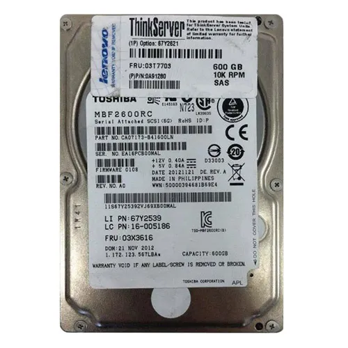 Lenovo 67Y2621 | 600GB 10000RPM SAS 6Gb/s Hot Swappable 2.5-Inch Hard Drive Refurbished - Lenovo refurbished available on Gotodirect