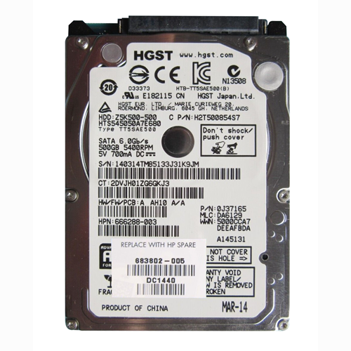 Buy HP 683802-005 | 500GB 5400RPM SATA 3Gb/s 8MB Cache 2.5-inch Hard Drive Refurbished - $202.31 HP 683802-005 | 500GB 5400RPM SATA 3Gb/s 8MB Cache 2.5-inch Hard Drive Refurbished - Hewlett-Packard (ou HP en abrégé) refurbished available on Gotodirect