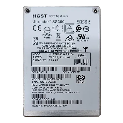 Buy HGST HUSTR7638ASS204 | Ultrastar DC SS300 Series 3.84TB Triple-Level-Cell SAS 12Gb/s Read Intensive (ISE) 2.5-inch Solid State Drive Refurbished - $1287.03 HGST HUSTR7638ASS204 | Ultrastar DC SS300 Series 3.84TB Triple-Level-Cell SAS 12Gb/s Read Intensive (ISE) 2.5-inch Solid State Drive Refurbished - HGST (a subsidiary of Western Digital) refurbished available on Gotodirect