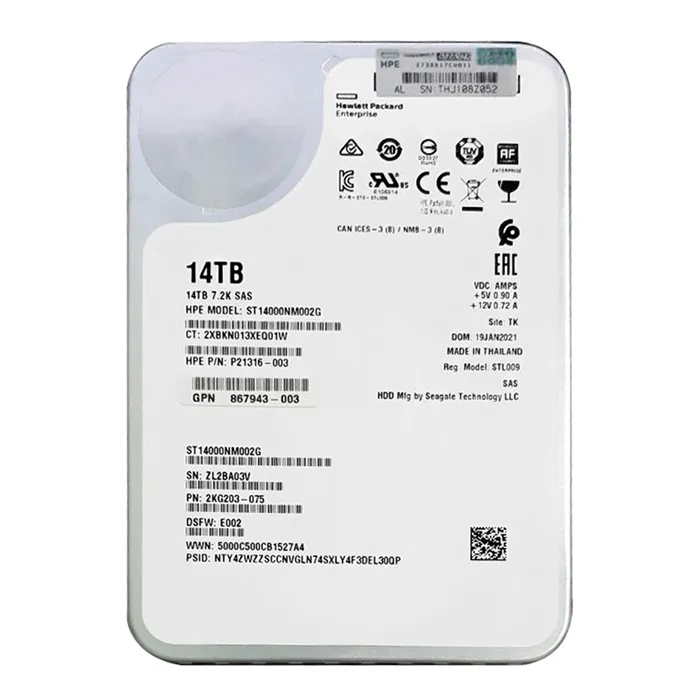 Buy HP P21316-003 | 14TB 7200RPM 12Gb/s SAS 3.5-inch Hard Drive Refurbished - $1160.66 HP P21316-003 | 14TB 7200RPM 12Gb/s SAS 3.5-inch Hard Drive Refurbished - Hewlett-Packard (ou HP en abrégé) refurbished available on Gotodirect
