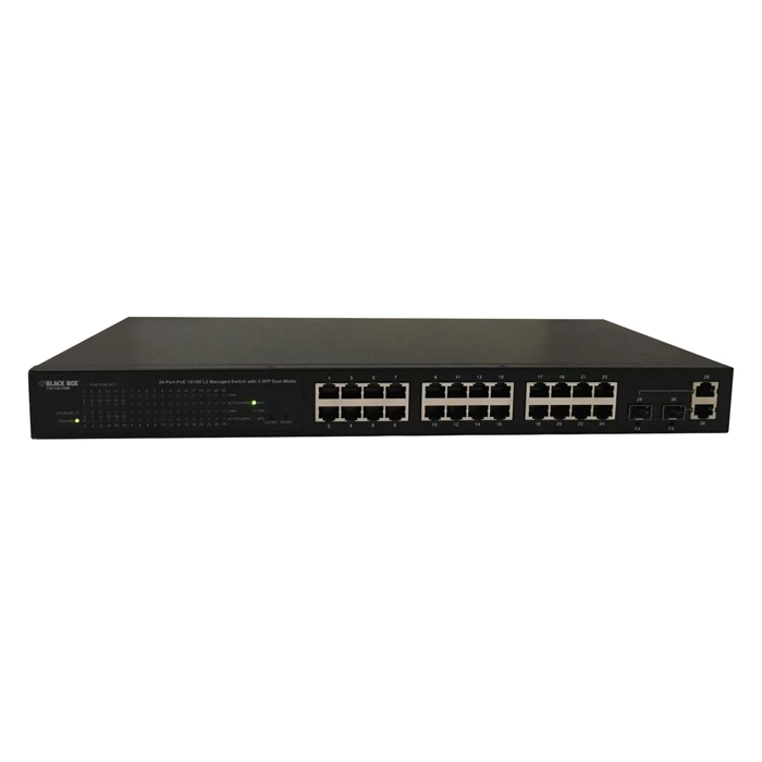 Black Box LPB201A | 24-Ports 10/100 Poe Switch L2 Managed W/2sfp Dual Pt Refurbished -  refurbished available on Gotodirect