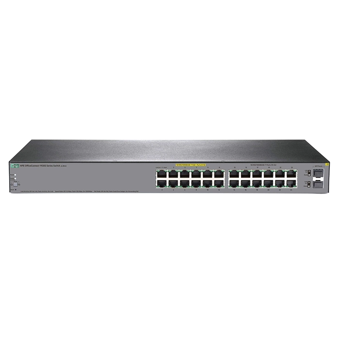 HP JL384-61001 | OfficeConnect 1920S Series 1920S-24G-2SFP-PPoE+ (185W) 12 x 10/100/1000Base-T RJ-45 PoE+ and 12 x 10/100/1000Base-T RJ-45 and 2 x SFP (mini-GBIC) Ports Layer 3 Managed Gigabit Ethernet Network Switch Refurbished - Hewlett-Packard (ou HP en abrégé) refurbished available on Gotodirect