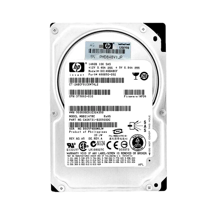 HP DG146BABCF | 146GB 10000RPM SAS 3Gb/s SFF Hot-Pluggable Dual Port 2.5-inch Hard Drive for Gen1 to Gen7 ProLiant Server Refurbished - Hewlett-Packard (ou HP en abrégé) refurbished available on Gotodirect