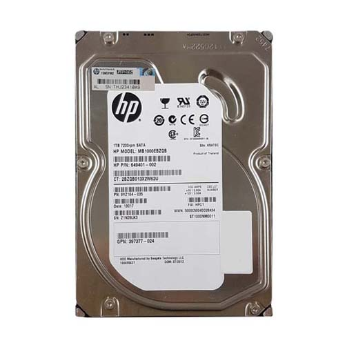 HP MB1000EBZQB | 1TB 7200RPM SATA 3Gb/s LFF Hot-Pluggable 3.5-inch Hard Drive for Gen1/7 ProLiant Server & Storage Array Refurbished - Hewlett-Packard (ou HP en abrégé) refurbished available on Gotodirect