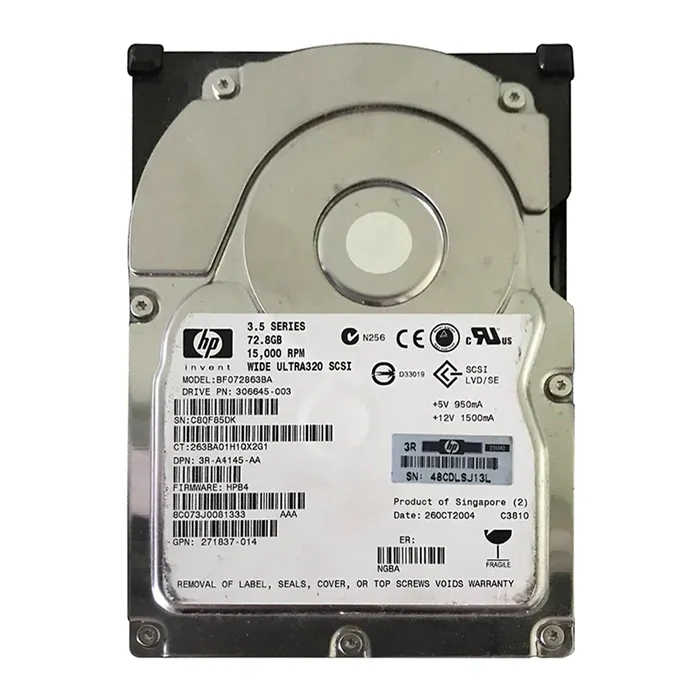 Buy HP 3R-A4145-AA | 72.8GB 15000RPM Ultra320 SCSI Hot Swappable LVD 80-Pin 3.5-Inch Hard Drive Refurbished - $291.48 HP 3R-A4145-AA | 72.8GB 15000RPM Ultra320 SCSI Hot Swappable LVD 80-Pin 3.5-Inch Hard Drive Refurbished - Hewlett-Packard (ou HP en abrégé) refurbished available on Gotodirect