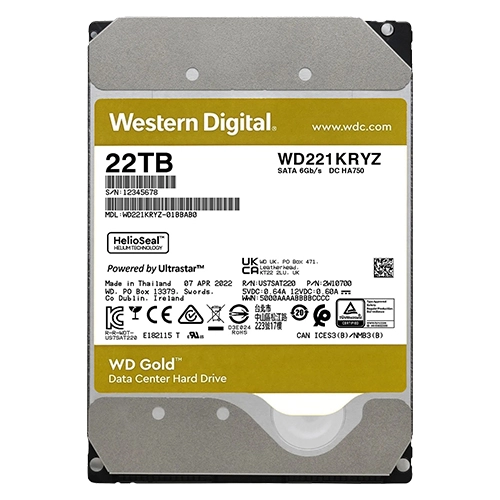 Western Digital WD221KRYZ | Gold Helium 22TB 3.5-inch 6GB/s SATA 7200RPM 512MB Cache 512e Enterprise Class Hard Drive Refurbished - Western Digital refurbished available on Gotodirect