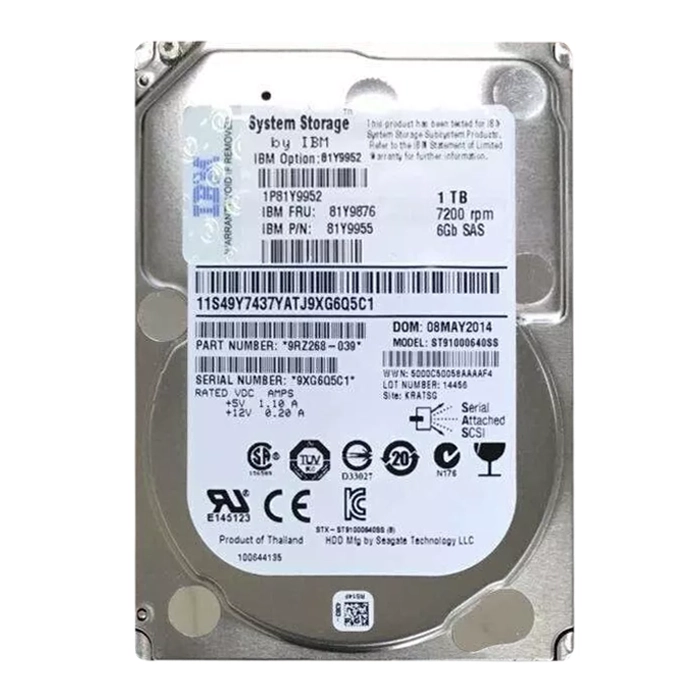 Buy IBM 81Y9876 | 1TB 7200RPM SAS 6Gb/s Nearline 2.5-inch Hard Drive for Storage System Refurbished - $652.86 IBM 81Y9876 | 1TB 7200RPM SAS 6Gb/s Nearline 2.5-inch Hard Drive for Storage System Refurbished - refurbished available on Gotodirect