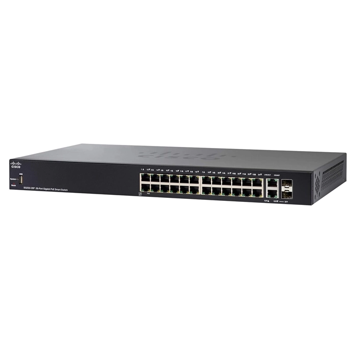 Cisco SG250-26P-K9 | Small Business 250 Series SG250-26P 24 x Ports PoE+ 1000Base-T + 2 x Ports Combo SFP Layer 3 Managed 1U Rack-mountable Gigabit Ethernet Network Switch Refurbished - Cisco Systems Inc. refurbished available on Gotodirect