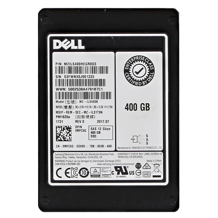 Dell MFC6G | 400GB 2.5-inch 12GB/s SAS Triple-Level Cell Mixed-Use (512e) Hot-Pluggable Solid State Drive for PowerEdge G14 - G16 Servers and Storage Arrays Refurbished - Dell refurbished available on Gotodirect