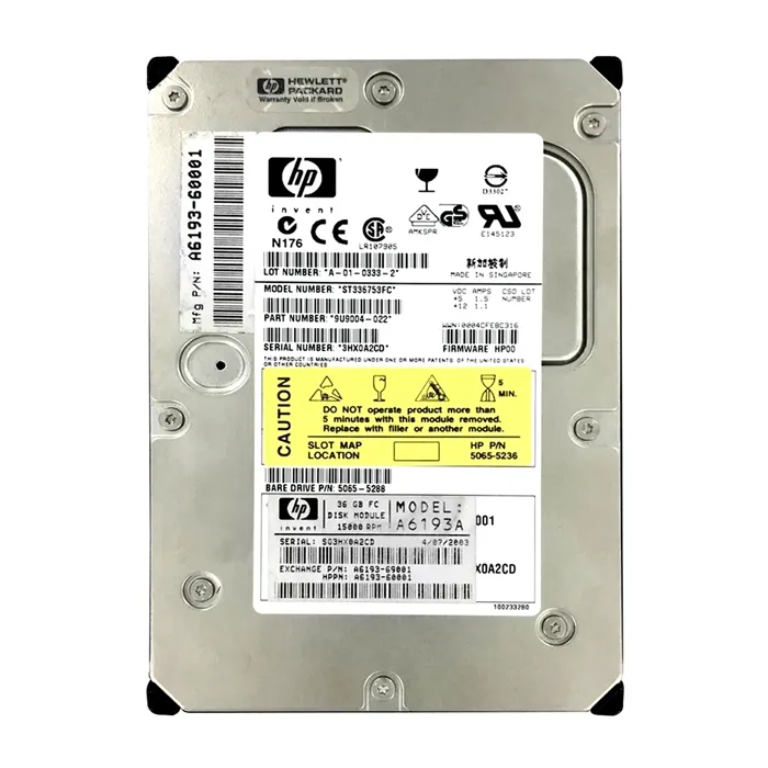 Buy HP A6193A | 36.4GB 15000RPM Fibre Channel 2Gb/s Hot Swappable 3.5-Inch Hard Drive Refurbished - $671.75 HP A6193A | 36.4GB 15000RPM Fibre Channel 2Gb/s Hot Swappable 3.5-Inch Hard Drive Refurbished - Hewlett-Packard (ou HP en abrégé) refurbished available on Gotodirect