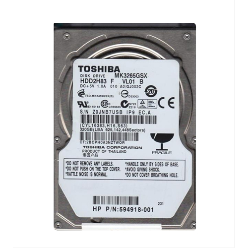 HP 594918-001 | 320GB 5400RPM SATA 3Gb/s 8MB Cache 2.5-inch Hard Drive Refurbished - Hewlett-Packard (ou HP en abrégé) refurbished available on Gotodirect