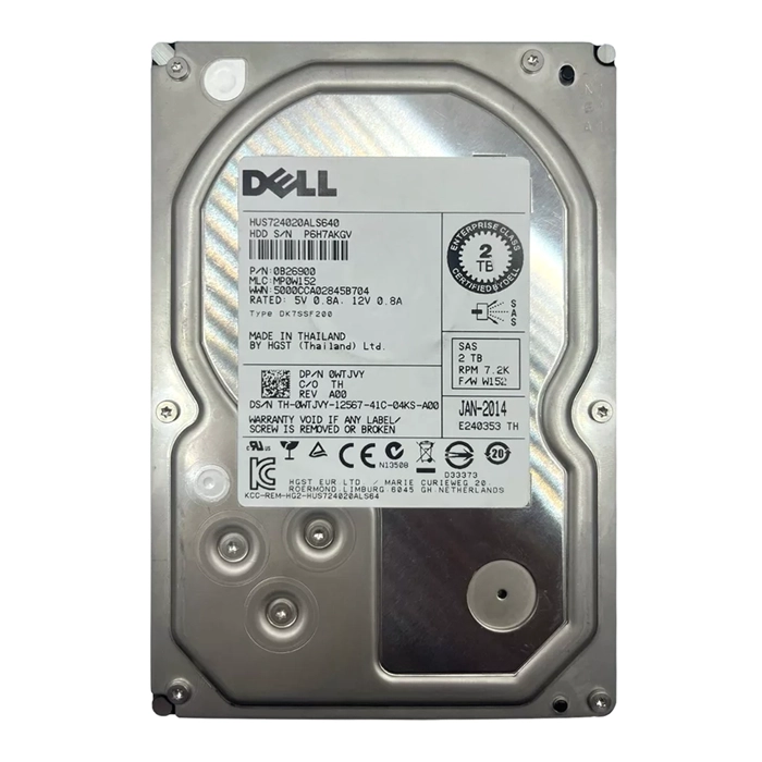 Dell WTJVY | 2TB 7200RPM SAS 6Gb/s Hot-Pluggable (512n) 3.5-Inch Nearline Hard Drive for PowerEdge Server & PowerVault Storage Array Refurbished - Dell refurbished available on Gotodirect