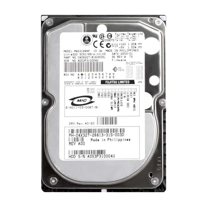 Buy Fujitsu MAS3184NP | 18GB 15000RPM Ultra320 SCSI 68-Pin 8MB Cache 3.5-Inch Hard Drive Refurbished - $413.23 Fujitsu MAS3184NP | 18GB 15000RPM Ultra320 SCSI 68-Pin 8MB Cache 3.5-Inch Hard Drive Refurbished - Fujitsu refurbished available on Gotodirect