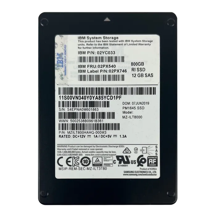 Buy IBM 02YC033 | 800GB Triple Level Cell SAS 12Gb/s Read Intensive 2.5-Inch Solid State Drive With Tray for Storwize V5000/V5000E /5030E Refurbished - $731.43 IBM 02YC033 | 800GB Triple Level Cell SAS 12Gb/s Read Intensive 2.5-Inch Solid State Drive With Tray for Storwize V5000/V5000E /5030E Refurbished - refurbished available on Gotodirect