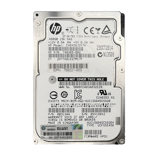 HP 759221-003 | 450GB 15000RPM SAS 12Gb/s 2.5-Inch Hard Drive Refurbished - Hewlett-Packard (ou HP en abrégé) refurbished available on Gotodirect