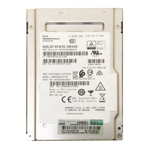 HP P07305-003 | 3.84TB SAS 12Gb/s Read Intensive 2.5-inch Solid State Drive Refurbished - Hewlett-Packard (ou HP en abrégé) refurbished available on Gotodirect