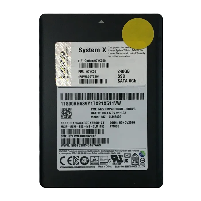 Lenovo 00YC390 | 240GB Multi-Level Cell SATA 6Gb/s Hot Swappable 2.5-Inch Solid State Drive for System x3550 M5 Server Refurbished - Lenovo refurbished available on Gotodirect