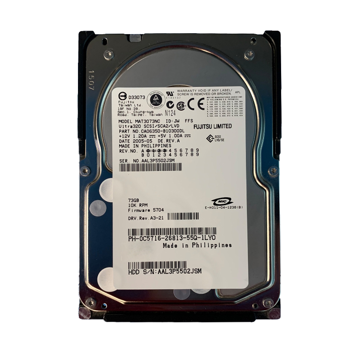 Fujitsu CA06350-B10300DL | 73GB 10000RPM Ultra320 SCSI 80-Pin 8MB Cache 3.5-Inch Hard Drive Refurbished - Fujitsu refurbished available on Gotodirect