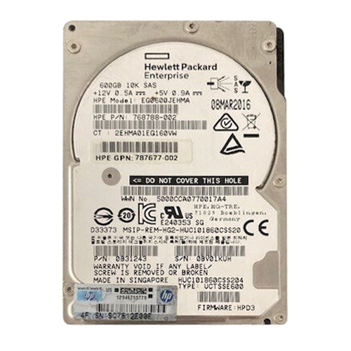 HP 787677-002 | 600GB 10000RPM SAS 12Gb/s Hot Pluggable 2.5-Inch Hard Drive for SAN Storage Array Refurbished - Hewlett-Packard (ou HP en abrégé) refurbished available on Gotodirect