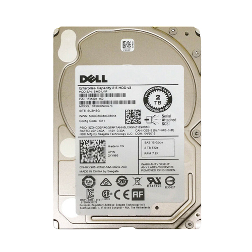Dell 0XY986 | 2TB 7200RPM SAS 12Gb/s Hot-Pluggable 128MB Cache 2.5-Inch Nearline Hard Drive for PowerEdge Servers Refurbished - Dell refurbished available on Gotodirect