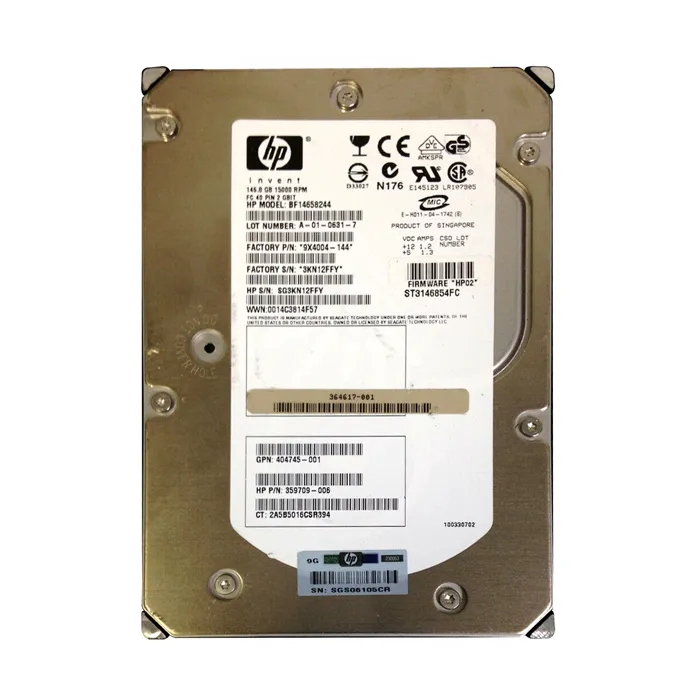 HP BF14658244 | 146GB 15000RPM Fibre Channel 2Gb/s Hot-Swappable 40-Pin 3.5-inch Hard Drive for StorageWorks Refurbished - Hewlett-Packard (ou HP en abrégé) refurbished available on Gotodirect