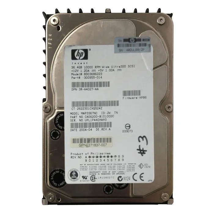 HP 300955-014 | 36.4GB 10000RPM Ultra-320 SCSI Hot-Pluggable (LVD) 80-Pin 3.5-Inch Hard Drive Refurbished - Hewlett-Packard (ou HP en abrégé) refurbished available on Gotodirect