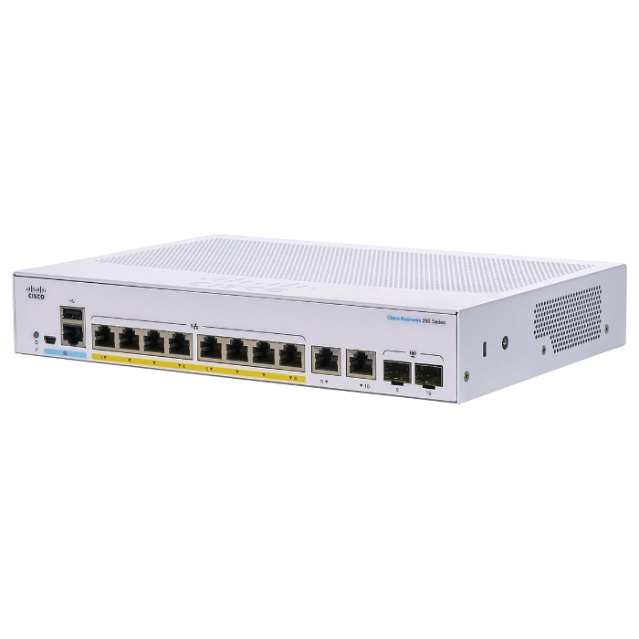 Cisco CBS250-8PP-E-2G | Business 250 Series 8 x Ports PoE+ 1000Base-T + 2 x Ports Combo SFP 1U Rack-mountable Layer 3 Managed Smart Switch Refurbished - Cisco Systems Inc. refurbished available on Gotodirect