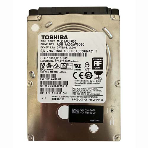 HP 916852-001 | 500GB 7200RPM SATA 6Gb/s 32MB Cache 2.5-inch Hard Drive Refurbished - Hewlett-Packard (ou HP en abrégé) refurbished available on Gotodirect