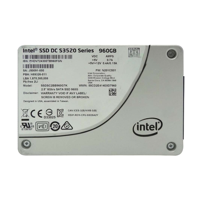Intel SSDSC2BB960G7K | DC S3520 Series 960GB MLC SATA 6GB/s AES-256/ PLP 2.5-Inch Internal Solid State Drive Refurbished - Intel refurbished available on Gotodirect