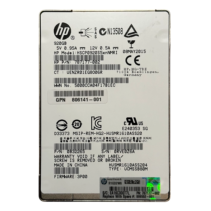 HP 787177-002 | 920GB SAS 12Gb/s 2.5-inch Solid State Drive Refurbished - Hewlett-Packard (ou HP en abrégé) refurbished available on Gotodirect
