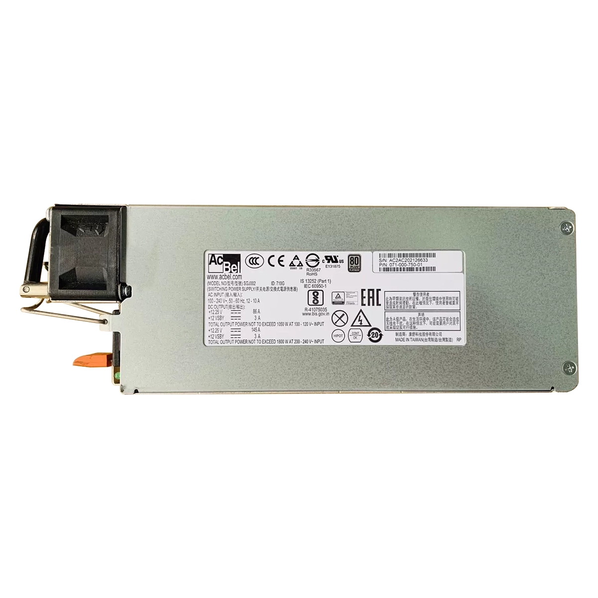 Dell EMC 071-000-750-01 | 1800-Watts AC Power Supply for Unity XT 480/ 480F/ 680 and 680F Refurbished -  refurbished available on Gotodirect