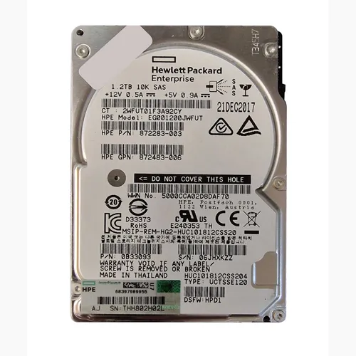 HP EG001200JWFUT | 1.2TB 10000RPM SAS 12Gb/s 64MB Cache Hot-Pluggable 512n SFF 2.5-inch Hard Drive for Gen8/10 ProLiant Server/Storage Array Refurbished - Hewlett-Packard (ou HP en abrégé) refurbished available on Gotodirect