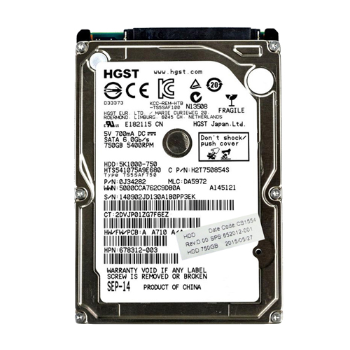 HP 652012-001 | 750GB 5400RPM SATA 3Gb/s 8MB Cache 2.5-inch Hard Drive Refurbished - Hewlett-Packard (ou HP en abrégé) refurbished available on Gotodirect