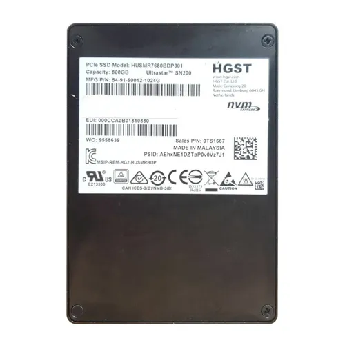 Buy HGST HUSMR7680BDP301 | Ultrastar DC SN200 Series 800GB Multi-Level Cell PCI Express 3.0 x4 NVMe Read Intensive U.2 2.5-Inch Solid State Drive Refurbished - $485.38 HGST HUSMR7680BDP301 | Ultrastar DC SN200 Series 800GB Multi-Level Cell PCI Express 3.0 x4 NVMe Read Intensive U.2 2.5-Inch Solid State Drive Refurbished - HGST (a subsidiary of Western Digital) refurbished available on Gotodirect