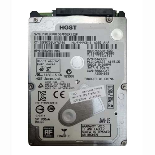 HP 778187-001 | 500GB 5400RPM SATA 3Gb/s 2.5-inch Hard Drive Refurbished - Hewlett-Packard (ou HP en abrégé) refurbished available on Gotodirect