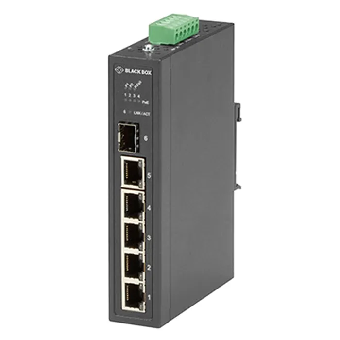 Black Box LPH3061A | LPH3000 Series 4 x Ports 10/100Base-T RJ-45 PoE+ + 1 x Port 1000Base-T RJ-45 + 1 x Port 1000Base-X SFP Layer 2 Gigabit Ethernet Temperature Switch Refurbished -  refurbished available on Gotodirect