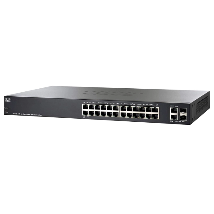 Cisco SG220-26P-K9-NA | 220 PoE RJ-45 24 x Ports 10/100/1000Base-T + 2 x SFP Expension Layer 3 Gigabit Ethernet Switch Refurbished - Cisco Systems Inc. refurbished available on Gotodirect