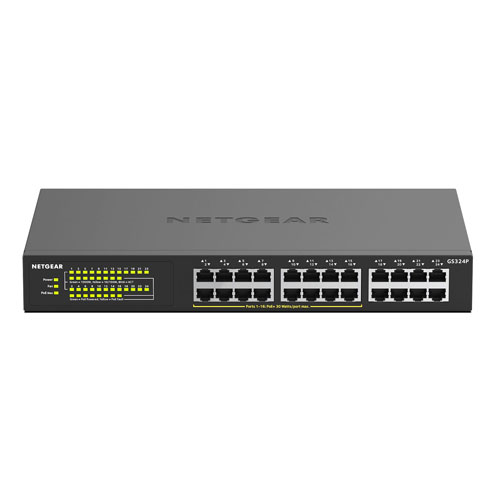 Netgear GS324P-100NAS | 24 x Ports PoE+ 10/100/1000Base-T Layer 2 Unmanaged 1U Rack-mountable Gigabit Ethernet Network Switch Refurbished - Netgear refurbished available on Gotodirect
