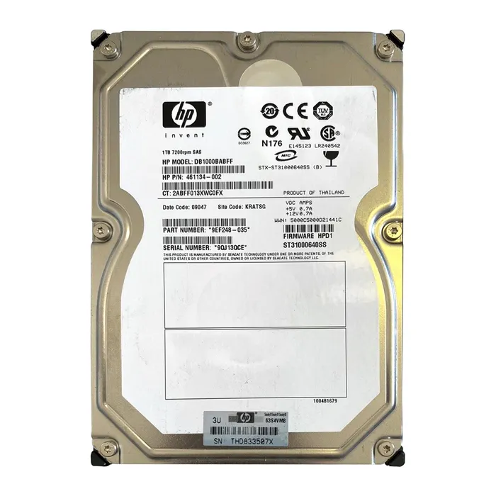 Buy HP 461134-002 | 1TB 7200RPM SAS 3Gb/s LFF Hot-Pluggable Dual Port 3.5-inch Midline Hard Drive for Gen1/7 ProLiant Server Refurbished - $147.33 HP 461134-002 | 1TB 7200RPM SAS 3Gb/s LFF Hot-Pluggable Dual Port 3.5-inch Midline Hard Drive for Gen1/7 ProLiant Server Refurbished - Hewlett-Packard (ou HP en abrégé) refurbished available on Gotodirect