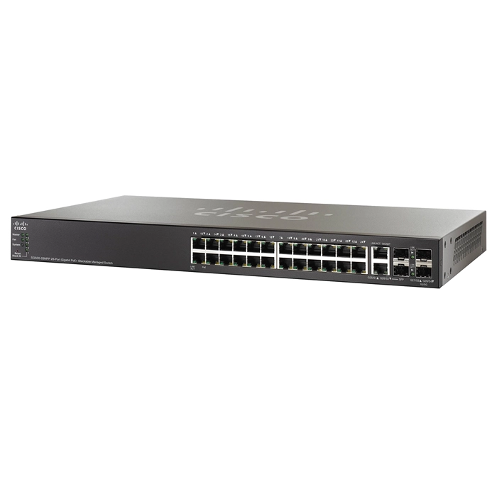 Cisco SG500-28MPPK9G5-RF | Small Business 500 Series SG500-28MPP 24 x Ports PoE+ 10/100/1000Base-T + 2 x Ports Combo SFP + 2 x Ports SFP Stackable Layer 3 Managed Gigabit Ethernet Network Switch Refurbished - Cisco Systems Inc. refurbished available on Gotodirect