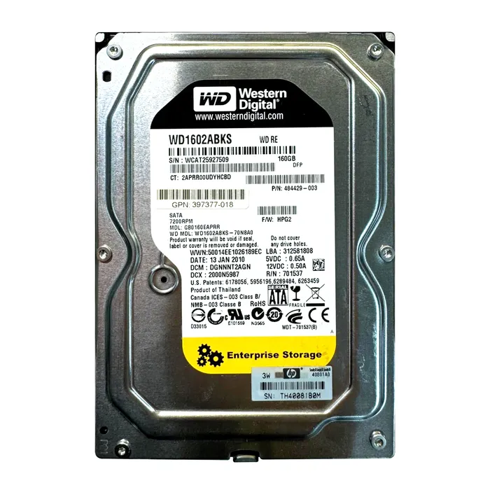 HP 397377-018 | 160GB 7200RPM SATA 1.5Gb/s 8MB Cache Hot-Pluggable 3.5-inch Hard Drive Refurbished - Hewlett-Packard (ou HP en abrégé) refurbished available on Gotodirect
