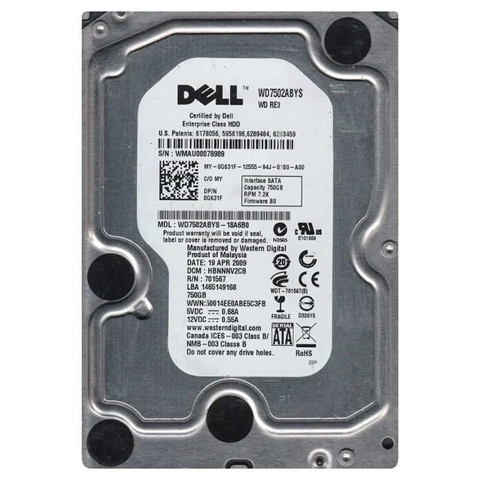 Dell 0G631F | 750GB 7200RPM SATA 3Gb/s 16MB Cache 3.5-Inch Hard Drive Refurbished - Dell refurbished available on Gotodirect