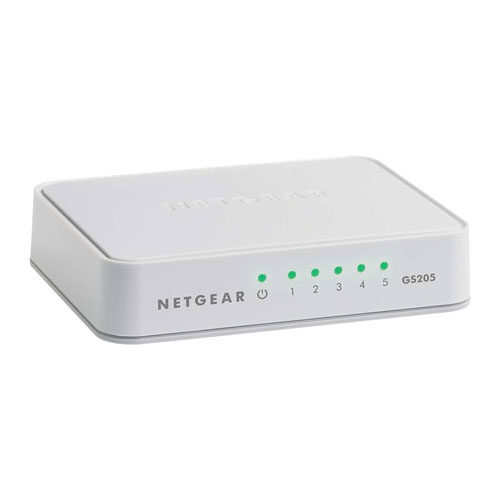 Netgear GS205-100PAS | 200 Series GS205 5 x RJ-45 Ports 10/100/1000Base-T Layer 2 Unmanaged Gigabit Ethernet Network Switch Refurbished - Netgear refurbished available on Gotodirect