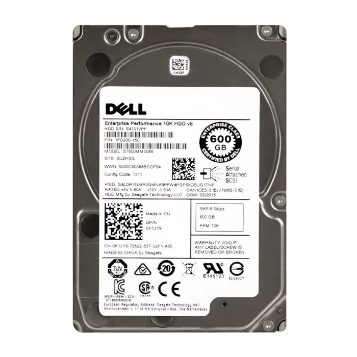 Dell K1JY9 | 600GB 10000RPM SAS 6Gb/s Hot-Pluggable Dual Port (512n) 2.5-Inch Hard Drive for PowerEdge Server & PowerVault Storage Array Refurbished - Dell refurbished available on Gotodirect